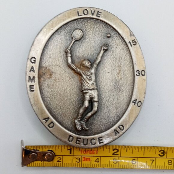 Tennis Belt Buckle Vintage 1977 Pro Racket Serve Player Ball Shoes Sports - Picture 6 of 9